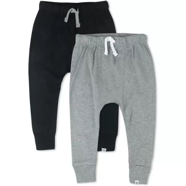 HonestBaby Honest Pants Joggers Pull on 100 Organic Cotton for Infant Baby and Toddler Boys Girls Unisex2pack Heather Gray  Black