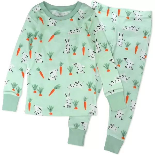 HonestBaby Multipack 2Piece Pajamas Sleepwear Pjs 100 Organic Cotton for Infant Baby and Toddler GirlsDalmatian Bunny