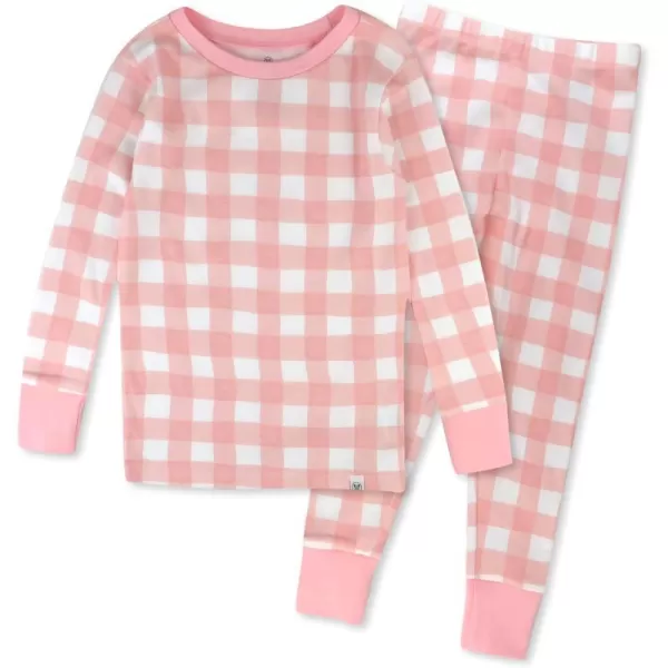 HonestBaby Multipack 2Piece Pajamas Sleepwear Pjs 100 Organic Cotton for Infant Baby and Toddler GirlsPink Check