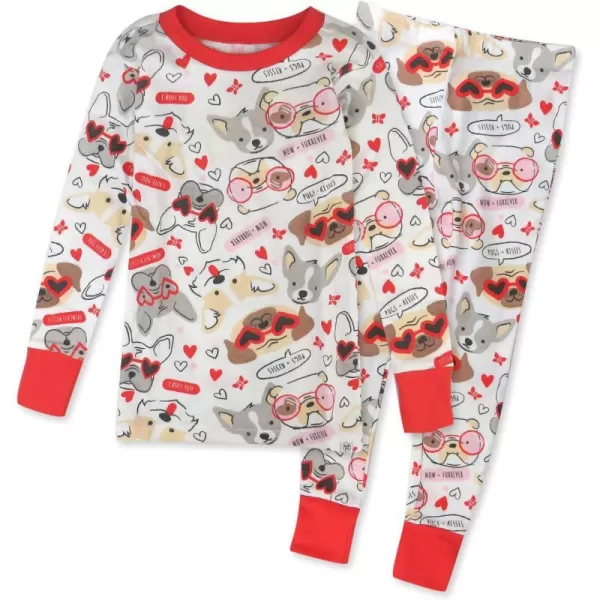 HonestBaby Multipack 2Piece Pajamas Sleepwear Pjs 100 Organic Cotton for Infant Baby and Toddler GirlsPug Love