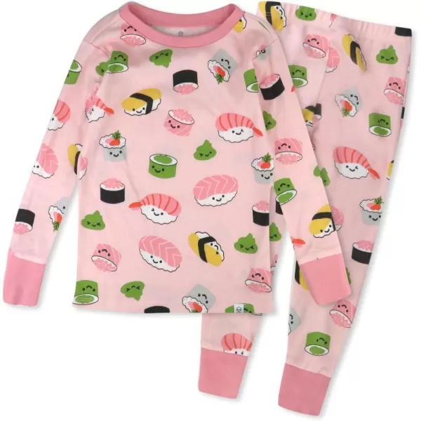 HonestBaby Multipack 2Piece Pajamas Sleepwear Pjs 100 Organic Cotton for Infant Baby and Toddler GirlsSushi