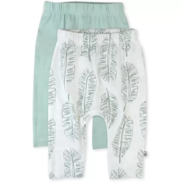 HonestBaby Multipack Harem Pants Roomy Fit Pull on Bottoms 100 Organic Cotton for Infant Baby Boys Girls Unisex2pack Jumbo Leaf Sage