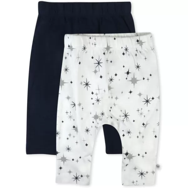 HonestBaby Multipack Harem Pants Roomy Fit Pull on Bottoms 100 Organic Cotton for Infant Baby Boys Girls UnisexJumbo Twinkle Navy