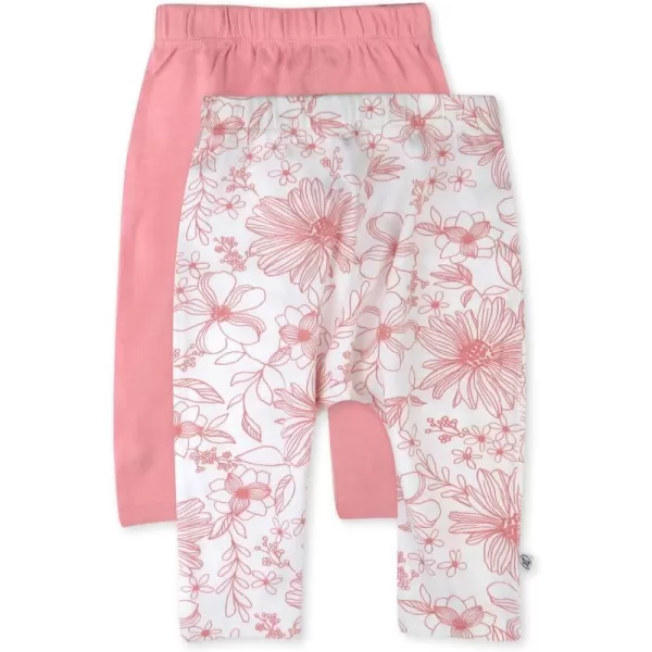 HonestBaby Multipack Harem Pants Roomy Fit Pull on Bottoms 100 Organic Cotton for Infant Baby Boys Girls UnisexSketchy Floral Pink