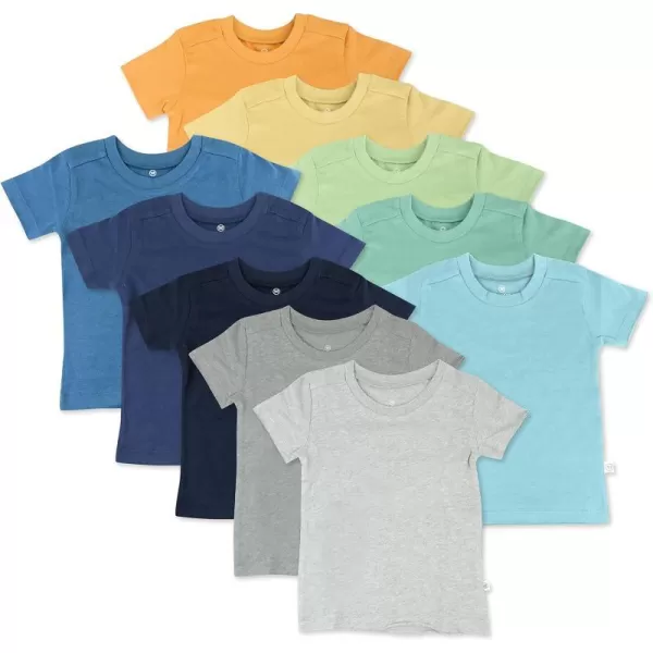 HonestBaby Multipack Short Sleeve TShirt Tee 100 Organic Cotton Infant Baby Toddler Little Kids Boys Girls Unisex10pack Rainbow Boy