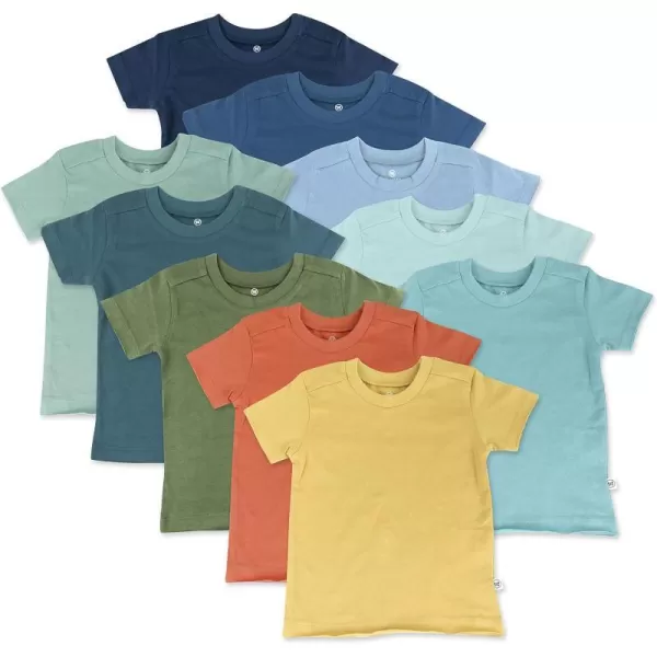 HonestBaby Multipack Short Sleeve TShirt Tee 100 Organic Cotton Infant Baby Toddler Little Kids Boys Girls Unisex10pack Rainbow Gems Blues