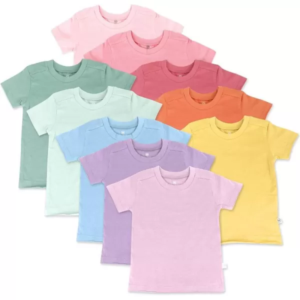 HonestBaby Multipack Short Sleeve TShirt Tee 100 Organic Cotton Infant Baby Toddler Little Kids Boys Girls Unisex10pack Rainbow Gems Pinks