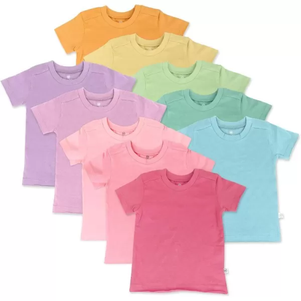 HonestBaby Multipack Short Sleeve TShirt Tee 100 Organic Cotton Infant Baby Toddler Little Kids Boys Girls Unisex10pack Rainbow Girl