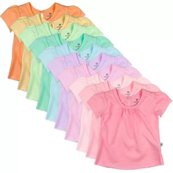 HonestBaby Multipack Short Sleeve TShirt Tee 100 Organic Cotton Infant Baby Toddler Little Kids Boys Girls Unisex10pack Rainbow Girl Puff Sleeve