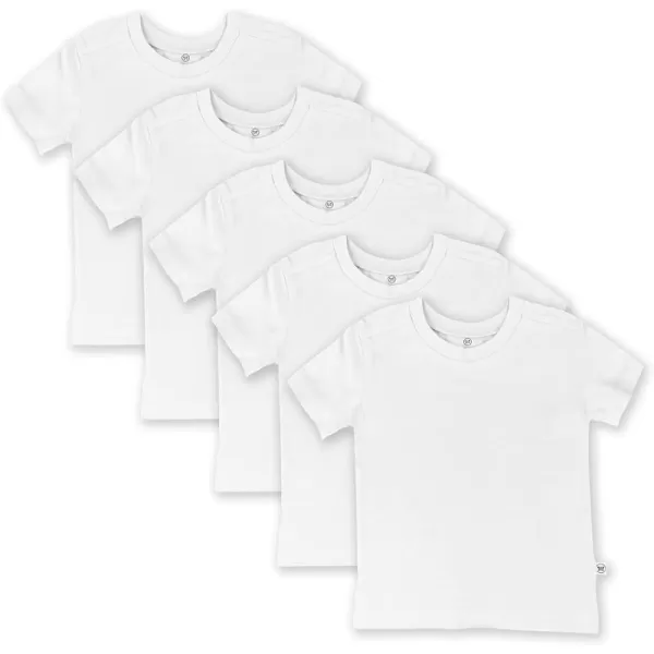 HonestBaby Multipack Short Sleeve TShirt Tee 100 Organic Cotton Infant Baby Toddler Little Kids Boys Girls Unisex5pack Bright White