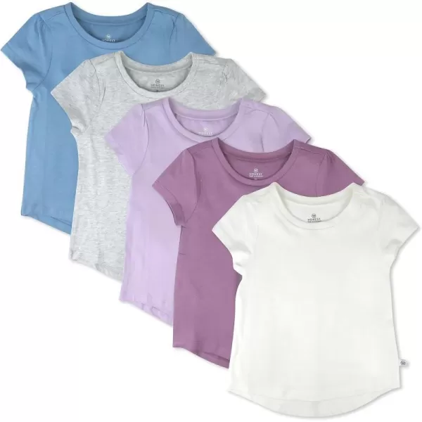 HonestBaby Multipack Short Sleeve TShirt Tee 100 Organic Cotton Infant Baby Toddler Little Kids Boys Girls Unisex5pack Dusty Purple