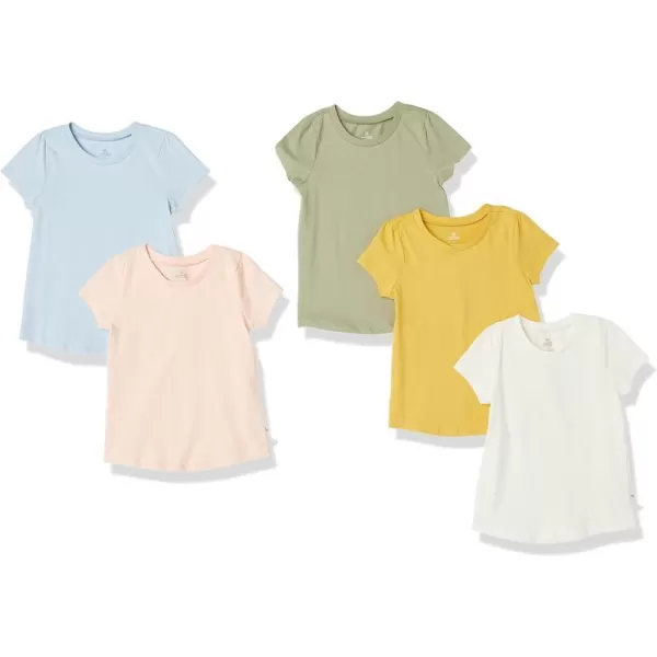 HonestBaby Multipack Short Sleeve TShirt Tee 100 Organic Cotton Infant Baby Toddler Little Kids Boys Girls Unisex5pack Golden Kiss
