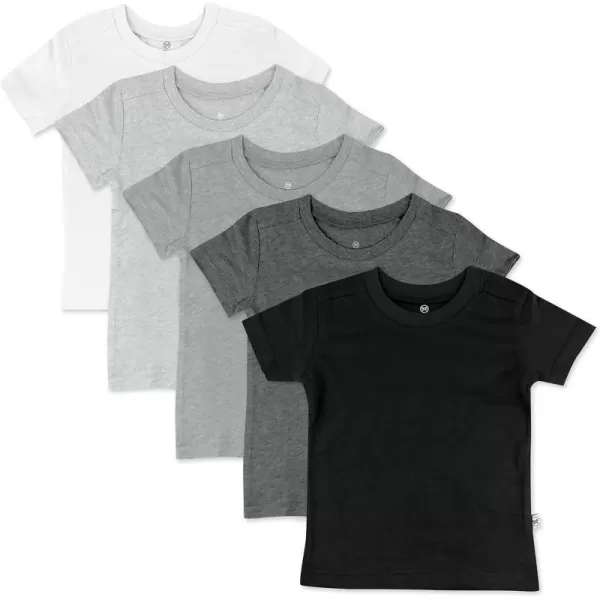 HonestBaby Multipack Short Sleeve TShirt Tee 100 Organic Cotton Infant Baby Toddler Little Kids Boys Girls Unisex5pack Gray Ombre