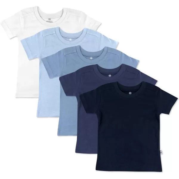 HonestBaby Multipack Short Sleeve TShirt Tee 100 Organic Cotton Infant Baby Toddler Little Kids Boys Girls Unisex5pack Ombre Blues