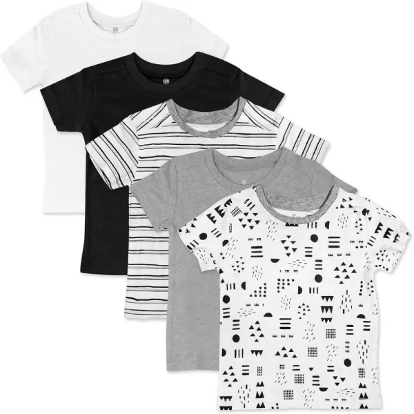 HonestBaby Multipack Short Sleeve TShirt Tee 100 Organic Cotton Infant Baby Toddler Little Kids Boys Girls Unisex5pack Pattern Play