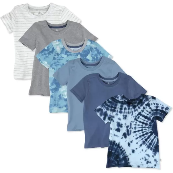 HonestBaby Multipack Short Sleeve TShirt Tee 100 Organic Cotton Infant Baby Toddler Little Kids Boys Girls Unisex6pack Tie Dye Blues