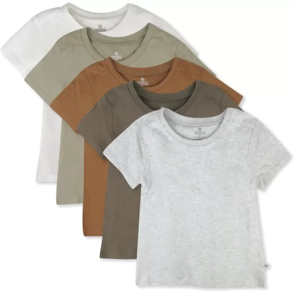 HonestBaby Multipack Short Sleeve TShirt Tee 100 Organic Cotton Infant Baby Toddler Little Kids Boys Girls UnisexEarth Tones