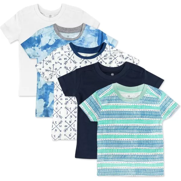 HonestBaby Multipack Short Sleeve TShirt Tee 100 Organic Cotton Infant Baby ToddlerLittle Kids Boys GirlsUnisexLegacy5pack Dots amp Dashes