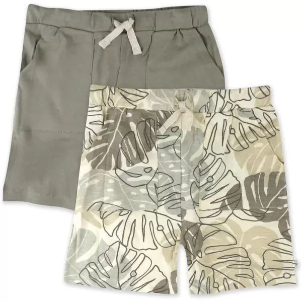 HonestBaby Multipack Shorts 100 Organic Cotton for Infant Baby and Toddler Boys Girls UnisexJungle Leaf Khaki