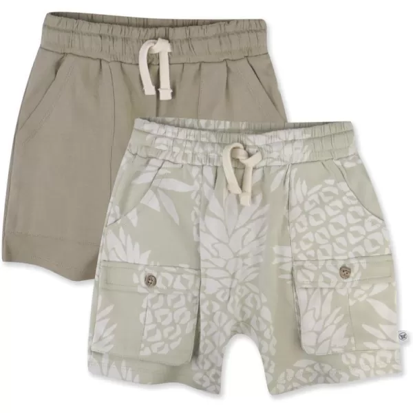 HonestBaby Multipack Shorts 100 Organic Cotton for Infant Baby and Toddler Boys Girls UnisexPineapple Leaf Khaki