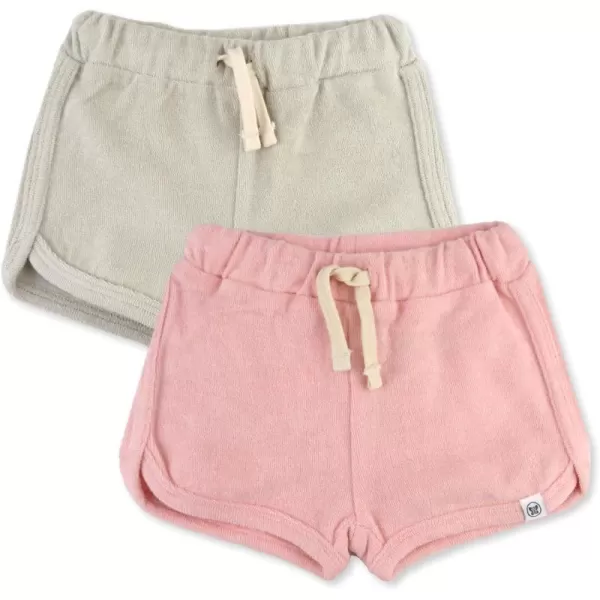 HonestBaby Multipack Shorts 100 Organic Cotton for Infant Baby and Toddler Boys Girls UnisexPinkTan