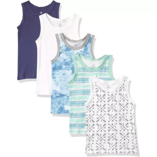 HonestBaby Muscle Tee Sleeveless TShirt Multipack Organic Cotton for Infant Baby  Toddler Unisex Boys  Girls5pack Dots  Dashes