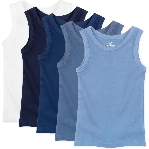 HonestBaby Muscle Tee Sleeveless TShirt Multipack Organic Cotton for Infant Baby  Toddler Unisex Boys  Girls5pack Ombre Blues