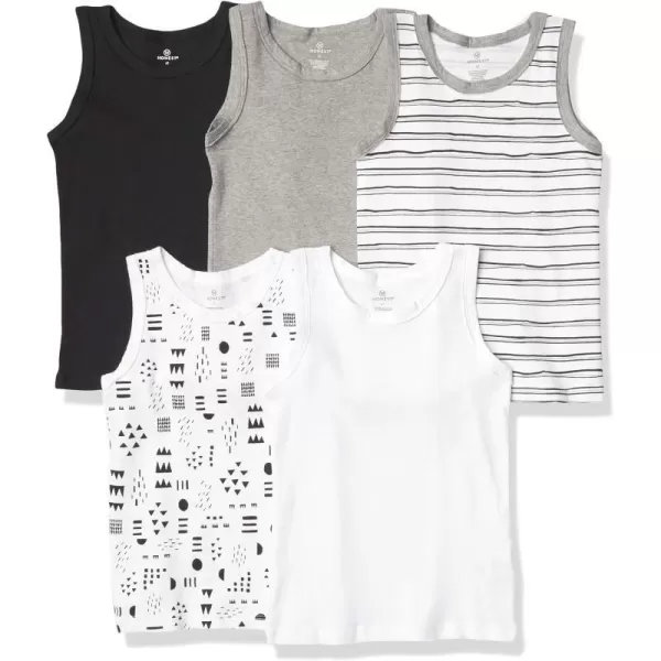 HonestBaby Muscle Tee Sleeveless TShirt Multipack Organic Cotton for Infant Baby  Toddler Unisex Boys  Girls5pack Pattern Play