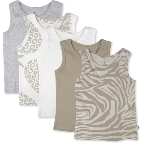 HonestBaby Muscle Tee Sleeveless TShirt Multipack Organic Cotton for Infant Baby  Toddler Unisex Boys  Girls5pack Sand Dune