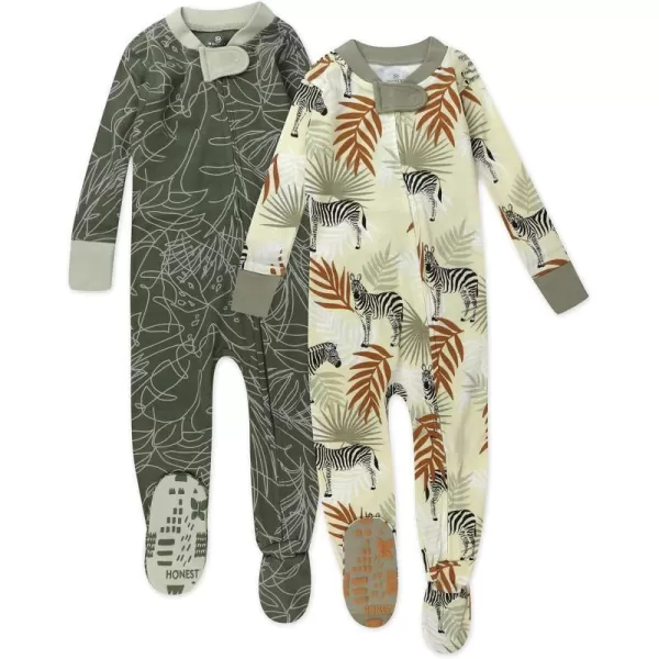 HonestBaby NonSlip Footed Pajamas OnePiece Sleeper Jumpsuit ZipFront 100 Organic Cotton Pjs for Baby Boys Legacy2pack Avocado Leaf