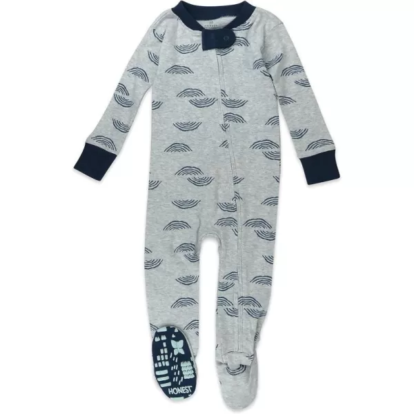 HonestBaby NonSlip Footed Pajamas OnePiece Sleeper Jumpsuit ZipFront 100 Organic Cotton Pjs for Baby Boys LegacyRainbow Geo Heather Gray