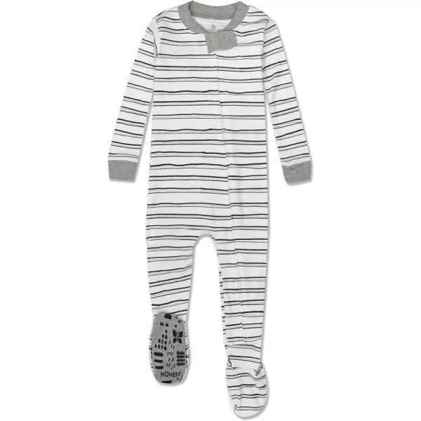 HonestBaby NonSlip Footed Pajamas OnePiece Sleeper Jumpsuit ZipFront 100 Organic Cotton Pjs for Baby Boys LegacySketchy Stripe