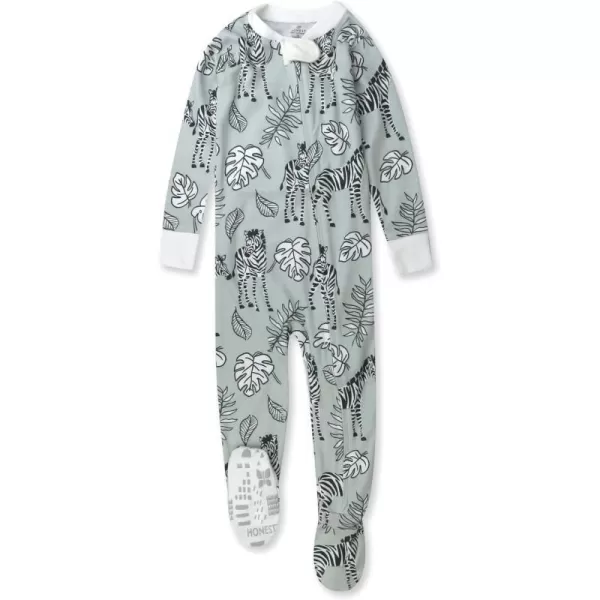 HonestBaby NonSlip Footed Pajamas OnePiece Sleeper Jumpsuit ZipFront Pjs 100 Organic Cotton for Baby GirlsBaby Zebra Camo