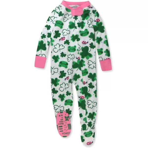 HonestBaby NonSlip Footed Pajamas OnePiece Sleeper Jumpsuit ZipFront Pjs 100 Organic Cotton for Baby GirlsSt Pats Girl
