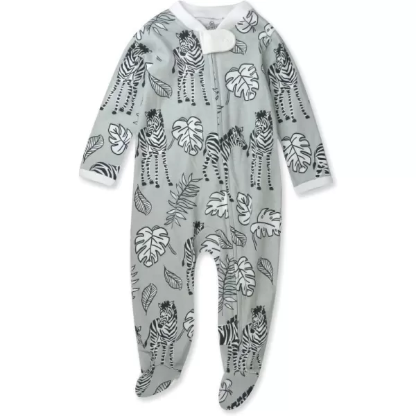 HonestBaby Sleep and Play Footed Pajamas OnePiece Sleeper Jumpsuit ZipFront Pjs 100 Organic Cotton for Baby Girls1 Baby Zebra Camo