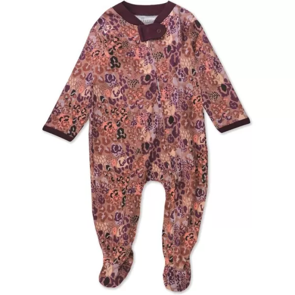 HonestBaby Sleep and Play Footed Pajamas OnePiece Sleeper Jumpsuit ZipFront Pjs 100 Organic Cotton for Baby Girls1 Dreamy Jaguar