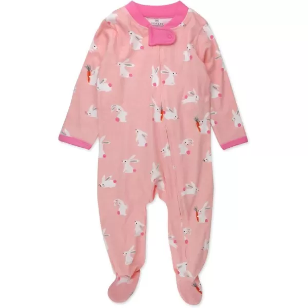 HonestBaby Sleep and Play Footed Pajamas OnePiece Sleeper Jumpsuit ZipFront Pjs 100 Organic Cotton for Baby Girls1 Hop