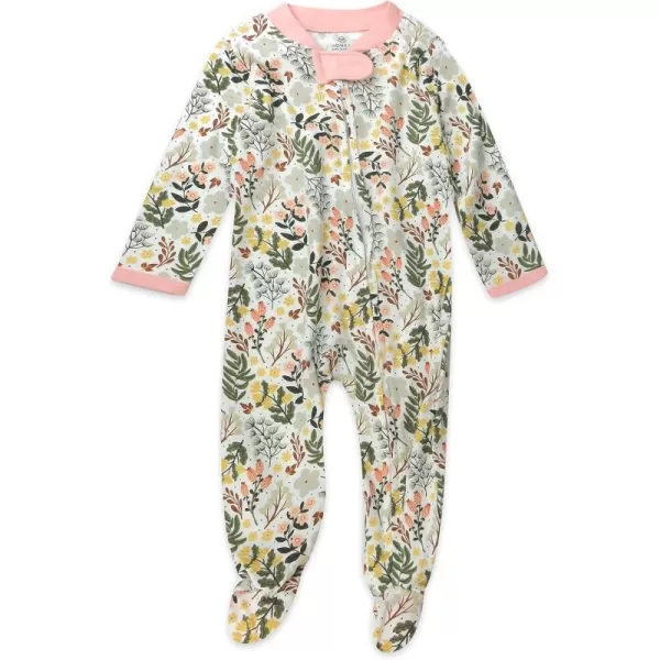 HonestBaby Sleep and Play Footed Pajamas OnePiece Sleeper Jumpsuit ZipFront Pjs 100 Organic Cotton for Baby Girls1 Scottish Ivy