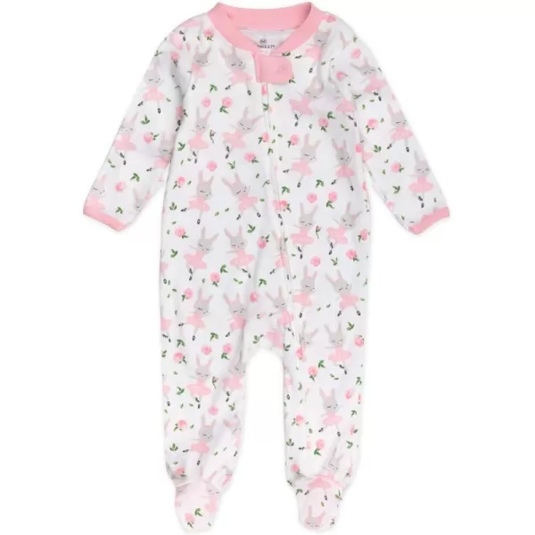 HonestBaby Sleep and Play Footed Pajamas OnePiece Sleeper Jumpsuit ZipFront Pjs 100 Organic Cotton for Baby Girls1 Tutu Cute