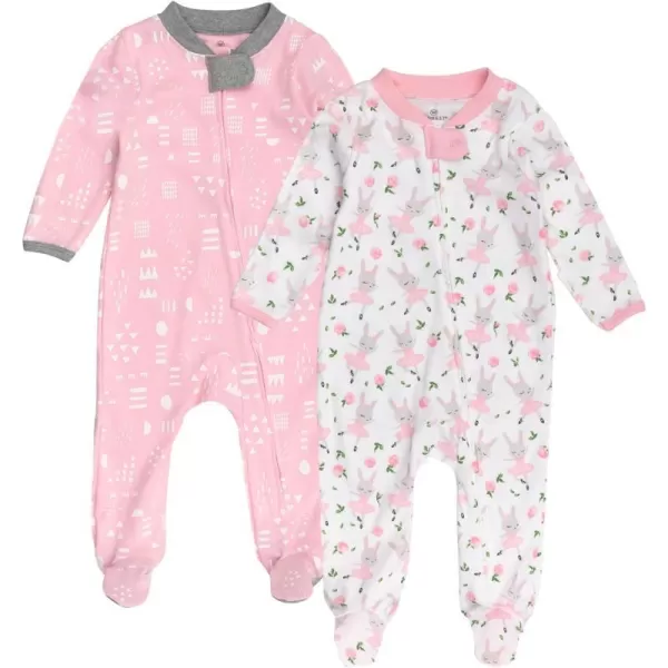 HonestBaby Sleep and Play Footed Pajamas OnePiece Sleeper Jumpsuit ZipFront Pjs 100 Organic Cotton for Baby Girls2 Tutucute