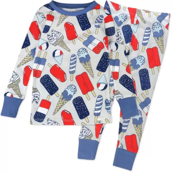 HonestBaby boys Multipack 2piece Pajamas Sleepwear Pjs 100 Organic Cotton for Infant Baby and Toddler Boys UnisexIce Cream Independence