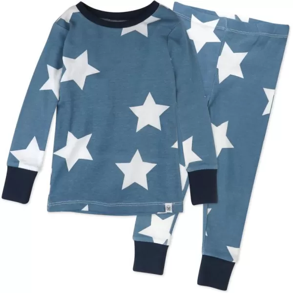 HonestBaby boys Multipack 2piece Pajamas Sleepwear Pjs 100 Organic Cotton for Infant Baby and Toddler Boys UnisexJumbo Star Blue