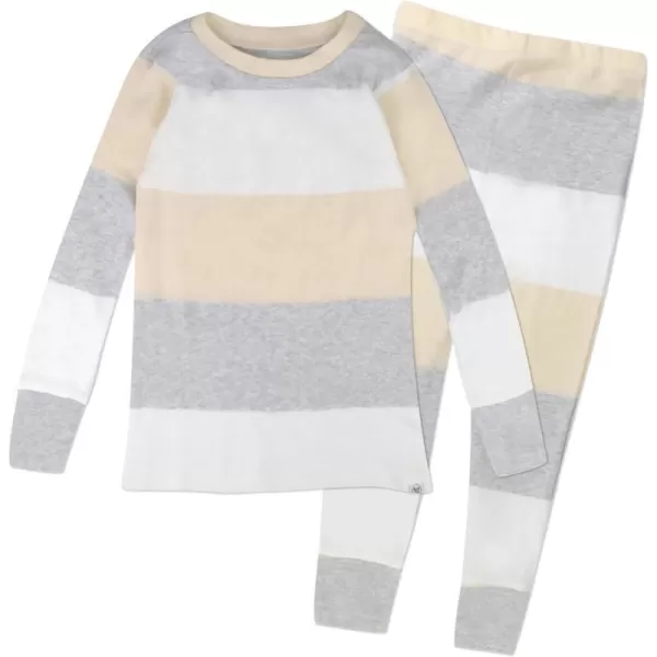 HonestBaby boys Multipack 2piece Pajamas Sleepwear Pjs 100 Organic Cotton for Infant Baby and Toddler Boys UnisexJumbo Stripe Natural