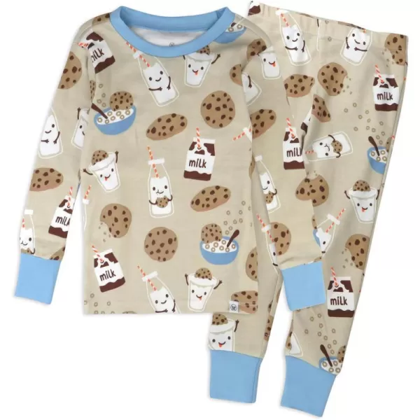 HonestBaby boys Multipack 2piece Pajamas Sleepwear Pjs 100 Organic Cotton for Infant Baby and Toddler Boys UnisexMilk N Cookies