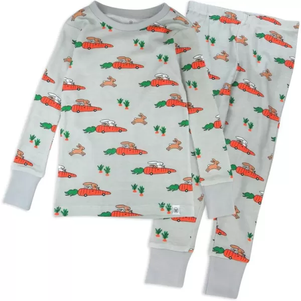 HonestBaby boys Multipack 2piece Pajamas Sleepwear Pjs 100 Organic Cotton for Infant Baby and Toddler Boys UnisexRacing Rabbits