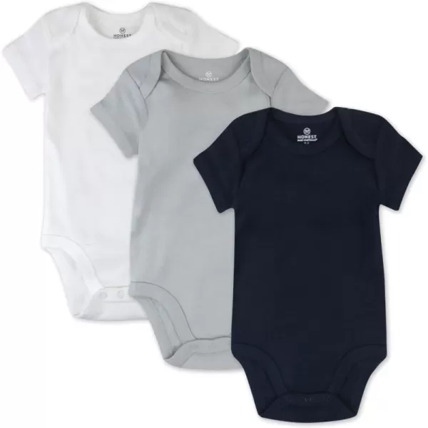 HonestBaby unisexbaby Multipack Short Sleeve Bodysuits Onepiece 100 Organic Cotton for Infant Baby Boys Girls Unisex3pack Dark Navy