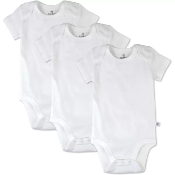 HonestBaby unisexbaby Multipack Short Sleeve Bodysuits Onepiece 100 Organic Cotton for Infant Baby Boys Girls Unisex3pack Honestly Pure White