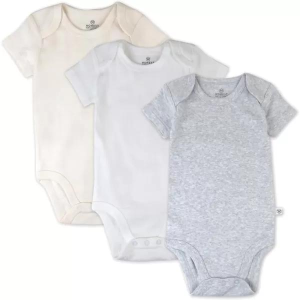 HonestBaby unisexbaby Multipack Short Sleeve Bodysuits Onepiece 100 Organic Cotton for Infant Baby Boys Girls Unisex3pack Natural Ombre