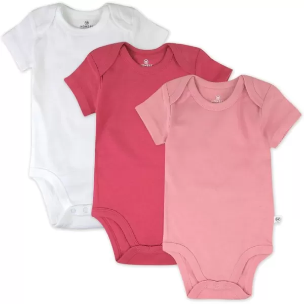 HonestBaby unisexbaby Multipack Short Sleeve Bodysuits Onepiece 100 Organic Cotton for Infant Baby Boys Girls Unisex3pack Ombre Pink Rose
