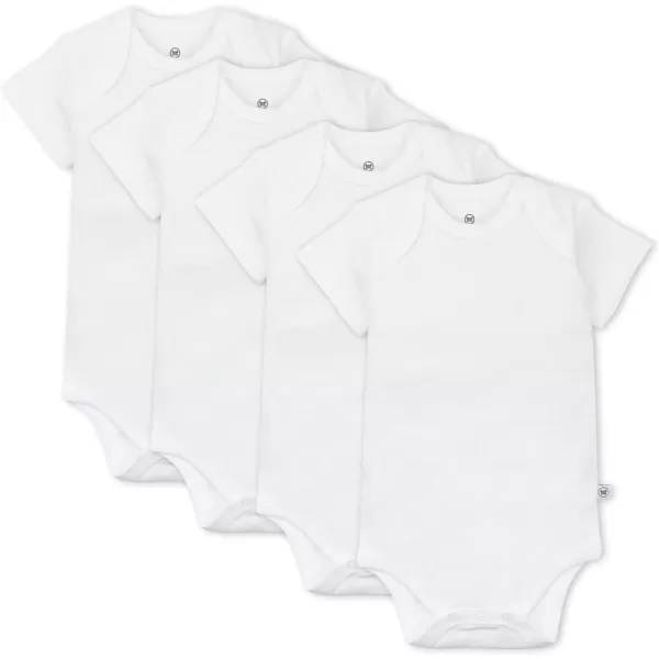 HonestBaby unisexbaby Multipack Short Sleeve Bodysuits Onepiece 100 Organic Cotton for Infant Baby Boys Girls Unisex4pack Bright White